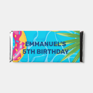 Tropical Pool Party Birthday Hershey Bar Thank You