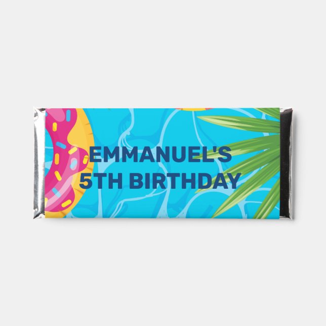 Tropical Pool Party Birthday Hershey Bar Thank You (Front)