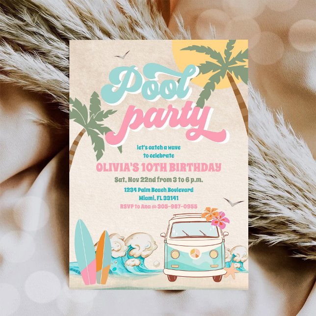 Tropical Pool Party Birthday Invitation (Creator Uploaded)