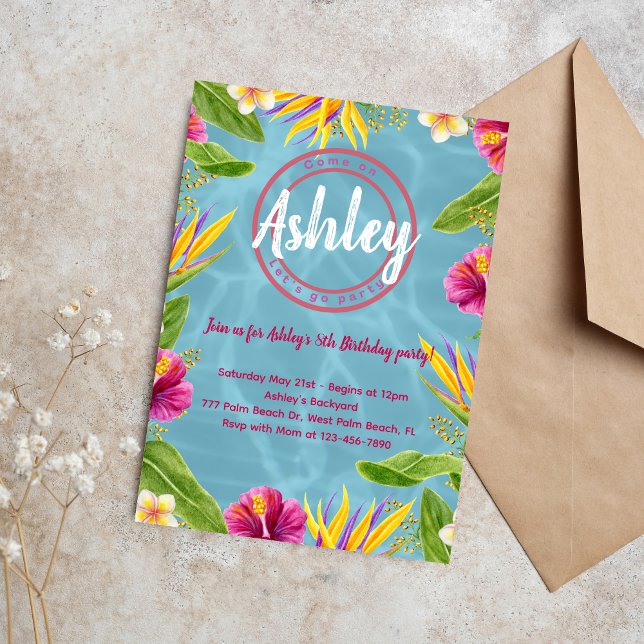 Tropical Pool Party Birthday Invitation (Creator Uploaded)