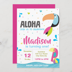 Tropical Pool Party Birthday Invitation