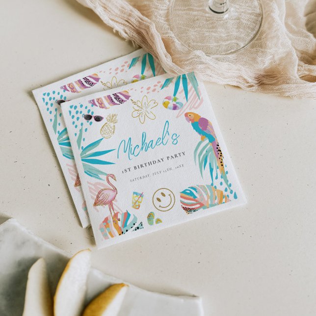 Tropical Pool Party Birthday Napkins (Creator Uploaded)