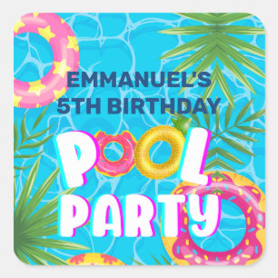 Tropical Pool Party Birthday  Square Sticker