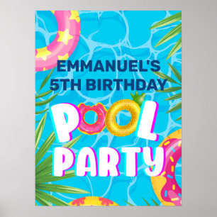 Tropical Pool Party Birthday Welcome Poster