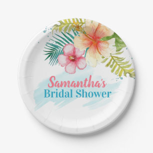 Tropical Pool Party Bridal Shower Paper Plates