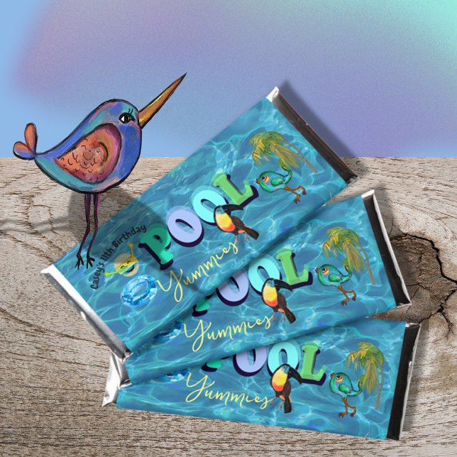 Tropical Pool Party Hershey's Bar Favors (Tropical Pool Party Hershey's Bar Favors)