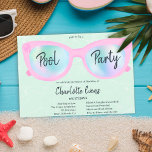 Tropical pool party holographic glasses Sweet 16 I Invitation<br><div class="desc">Modern pool party holographic glasses Sweet 16 with cute and chic trendy pink and holographic sunglasses on a light green water background,  the color can be changed. A fun and cool summer party invitation</div>