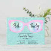 Tropical pool party holographic glasses Sweet 16 Invitation (Standing Front)