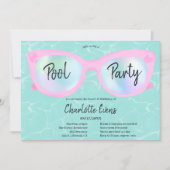 Tropical pool party holographic glasses Sweet 16 Invitation (Front)
