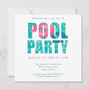 Tropical Pool Party Invitation