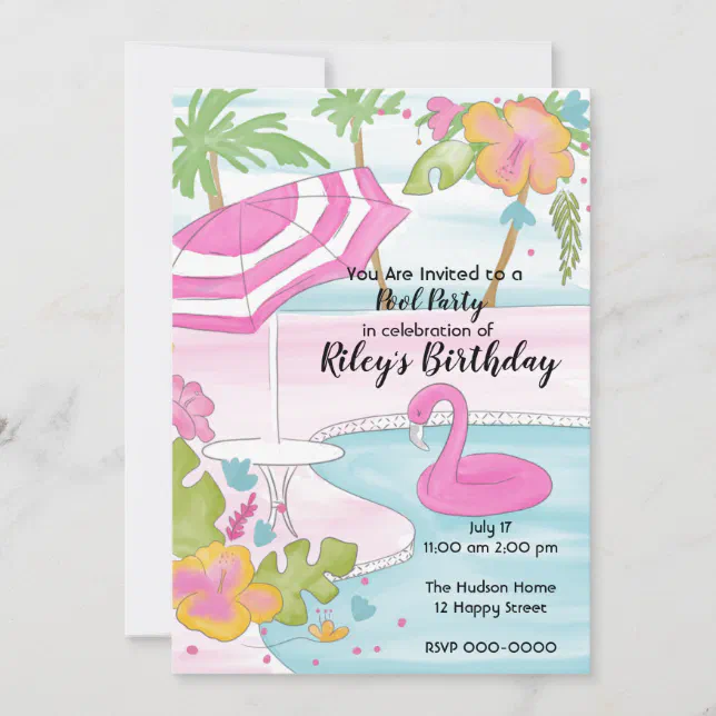 Tropical Pool Party Invitation | Zazzle
