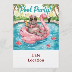 Tropical Pool Party Invitation – Cute Watercolor 
