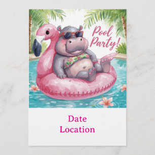 Tropical Pool Party Invitation – Cute Watercolor 