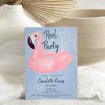 Tropical pool party pink flamingo Sweet 16 Invitation<br><div class="desc">Modern pool party with a pink flamingo floater illustration Sweet 16 on an editable blue water background,  the color can be changed. A fun and cool summer party invitation</div>