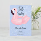 Tropical pool party pink flamingo Sweet 16 Invitation (Standing Front)