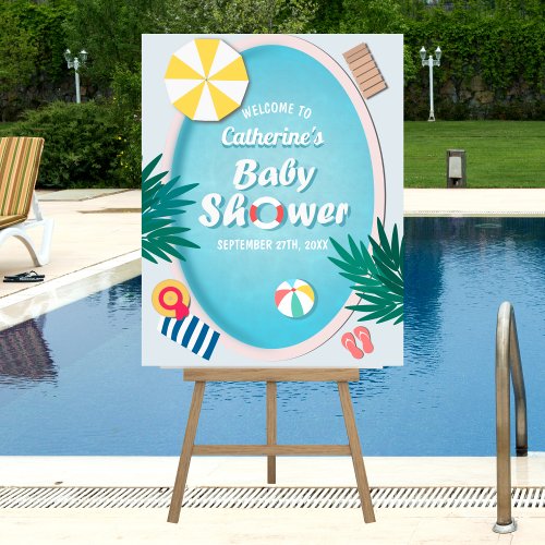 Tropical Pool Party Summer Baby Shower Welcome  Foam Board