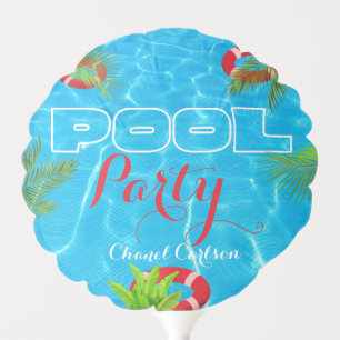 Tropical Pool Party Summer Birthday Balloon