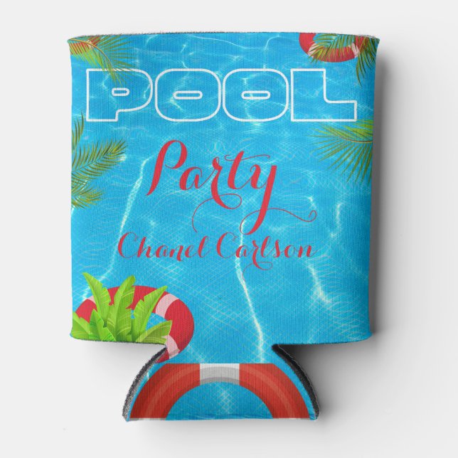 Tropical Pool Party | Summer Birthday Can Cooler (Front)