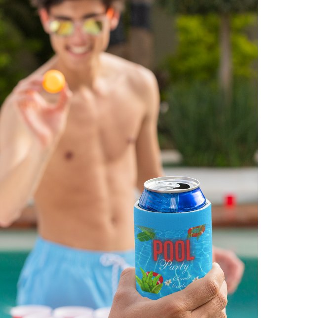 Tropical Pool Party | Summer Birthday  Can Cooler (Creator Uploaded)