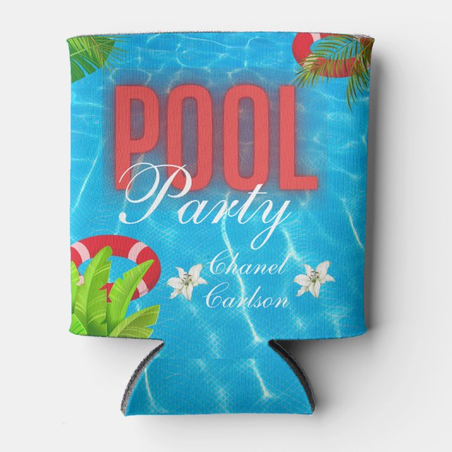 Tropical Pool Party | Summer Birthday  Can Cooler (Front)