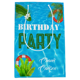 Tropical Pool Party Summer Birthday Medium Gift Bag