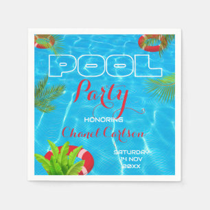 Tropical Pool Party Summer Birthday Napkins