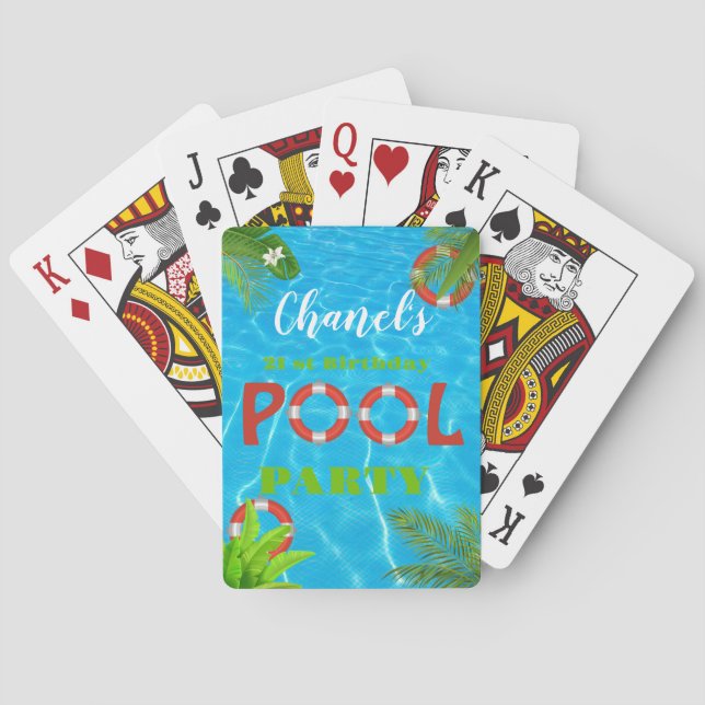 Tropical Pool Party | Summer Birthday  Poker Cards (Back)