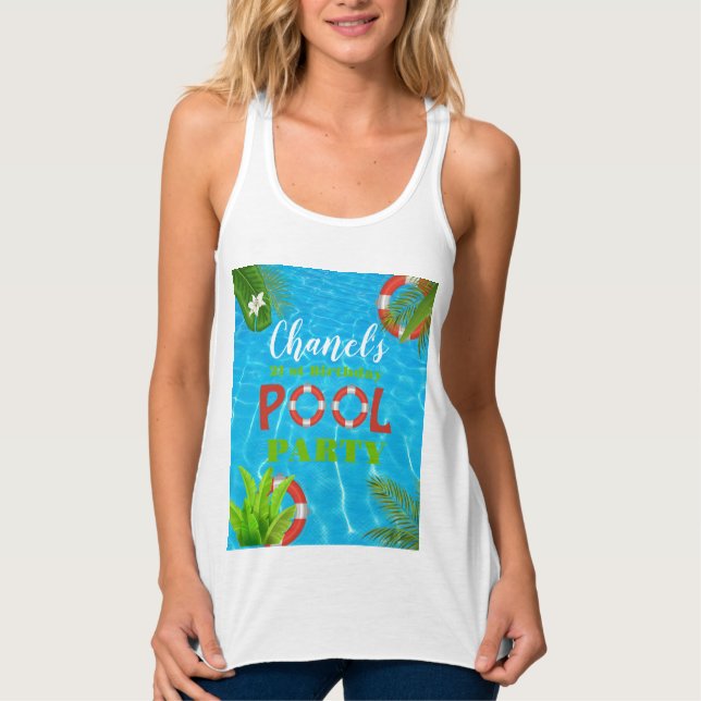 Tropical Pool Party | Summer Birthday  Tank Top (Front)