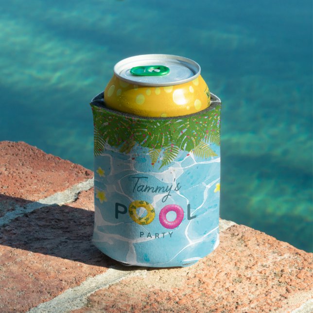 Tropical Pool Party Swimming Pool Birthday  Can Cooler (In Situ Pool)