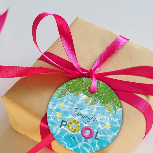 Tropical Pool Party Swimming Pool Birthday  Favor Tags