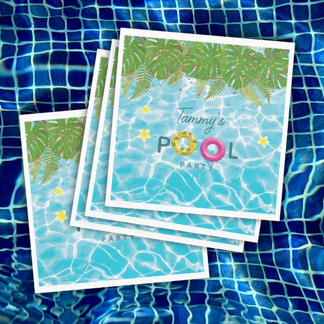 Tropical Pool Party Swimming Pool Birthday  Napkins (Tropical Pool Party Swimming Pool Birthday Napkins)