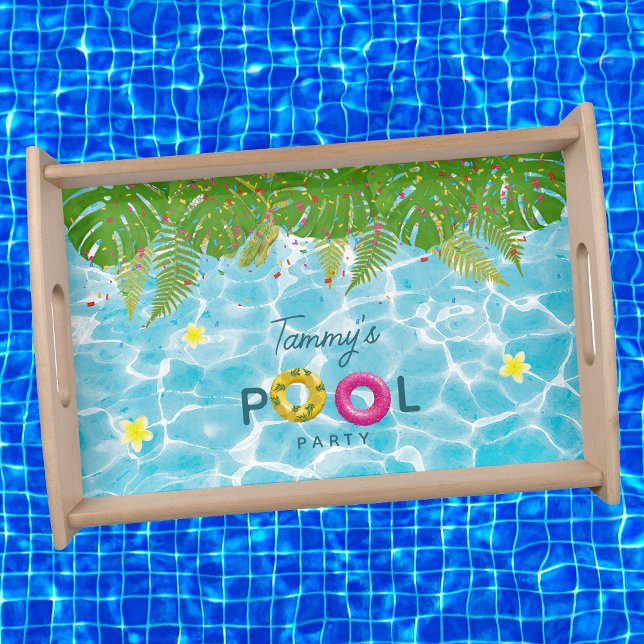 Tropical Pool Party Swimming Pool Birthday  Serving Tray (Tropical Pool Party Swimming Pool Birthday Serving Tray)