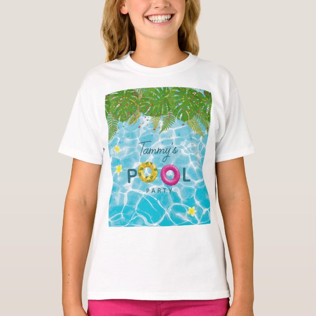 Tropical Pool Party Swimming Pool Birthday  T-Shirt (Front)