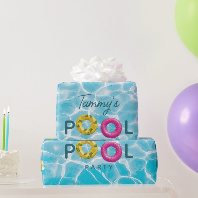 Tropical Pool Party Swimming Pool Birthday  Wrapping Paper (Party Gifts)