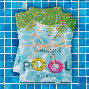 Tropical Pool Party Swimming Pool Birthday  Wrapping Paper Sheets