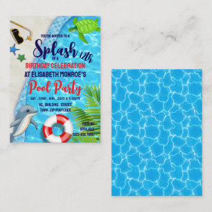 Tropical Pool, Pool Party Birthday Handout Tickets