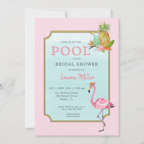 Tropical Poolside Bridal shower Invitation