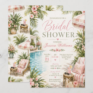 Tropical Poolside Bridal Shower Invitation