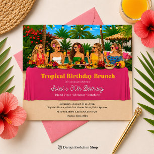 Tropical Poolside Brunch Invitation