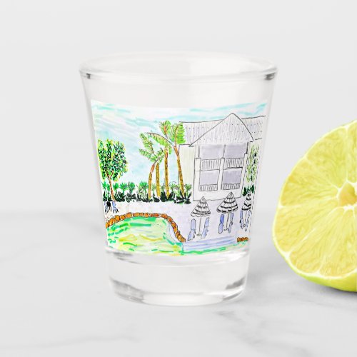 Tropical Poolside Shot Glass by Ariella  Lily