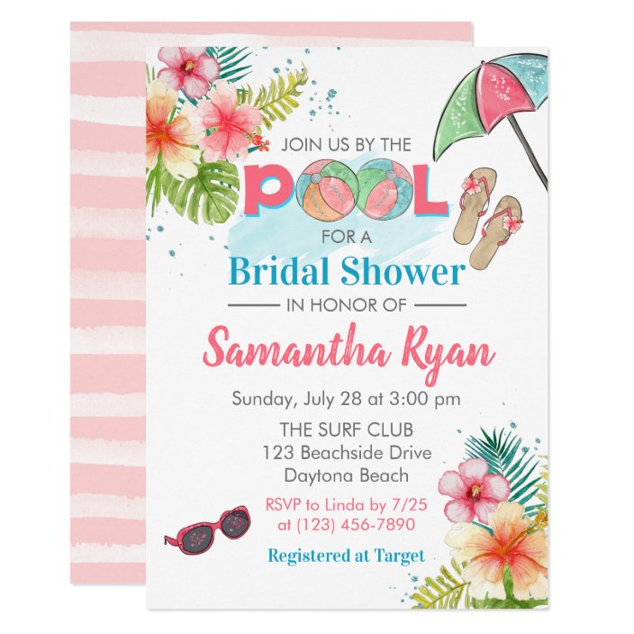 Tropical Poolside Summer Bridal Shower Invitation | Zazzle.com