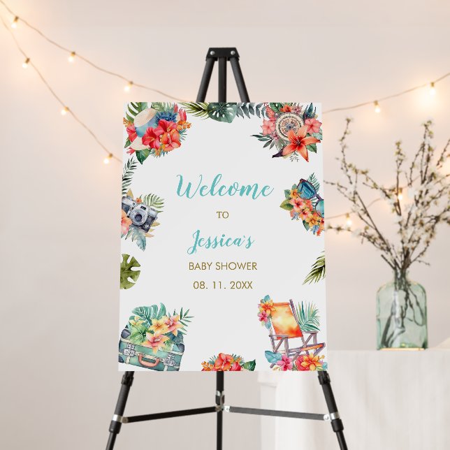 Tropical Poolside Summer watercolor baby shower we Foam Board (In Situ (Stand))