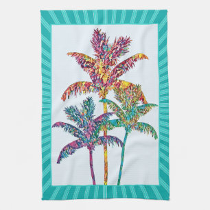 Tropical Pop Art Palm Tree Mosaic Kitchen Towel