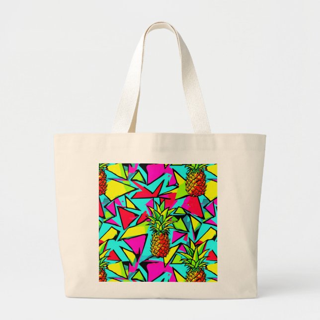 Tropical Pop Pineapple Large Tote Bag (Front)