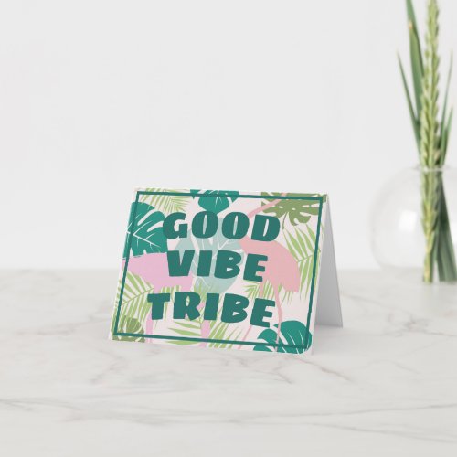 Tropical Positive Good Vibe Tribe Flamingo Note Card