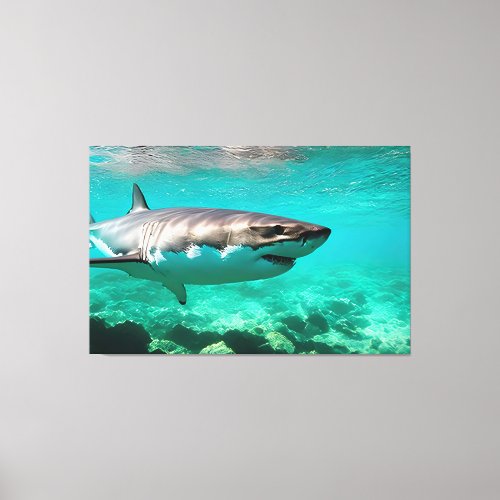Tropical Predator Great White Shark Canvas Print
