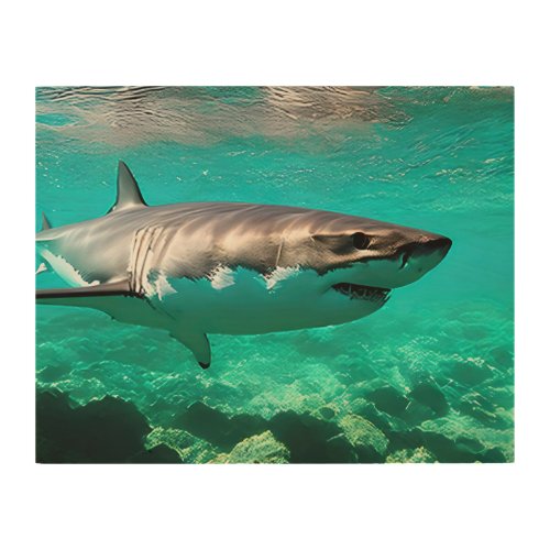 Tropical Predator Great White Shark Wood Wall Art