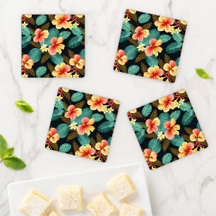 Tropical Print Acrylic Coaster Set
