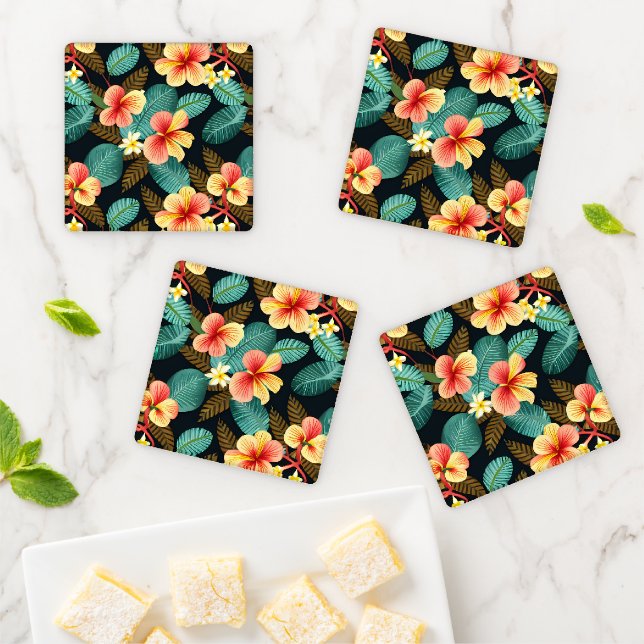 Tropical Print Acrylic Coaster Set (In Situ)