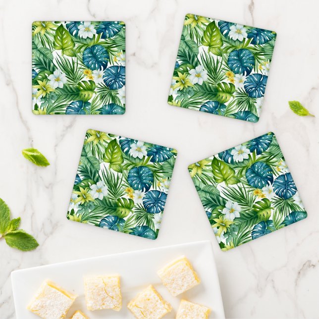 Tropical Print Acrylic Coaster Set (In Situ)